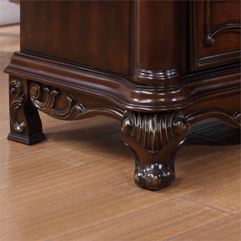 FOA Elloise 2-Piece 9-Drawer Solid Wood Dresser and Mirror Set in Dark Cherry