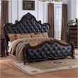 Furniture of America Elloise Tufted Faux Leather Eastern King Bed in Dark Cherry