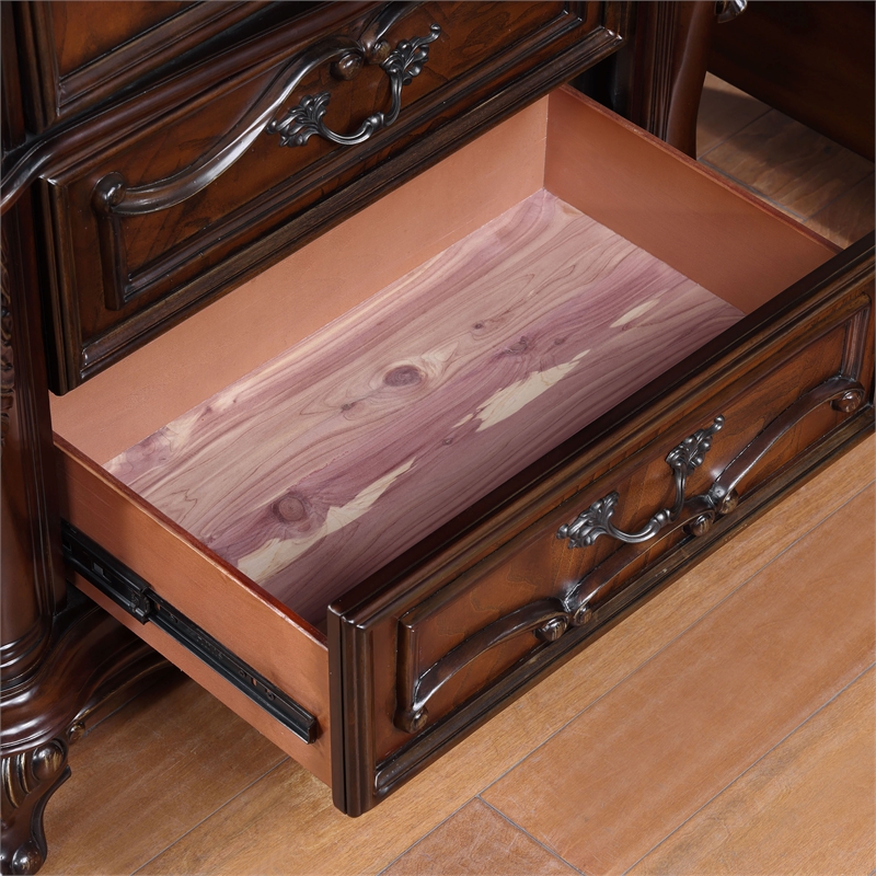 Furniture of America Elloise 3-Drawer Solid Wood Nightstand in Dark Cherry