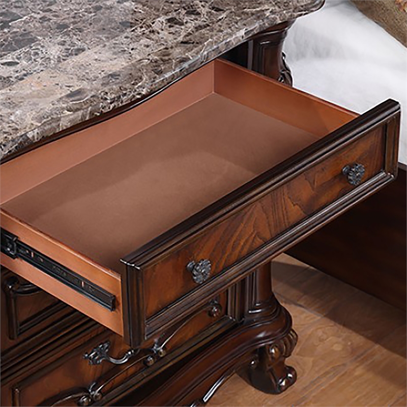 Furniture of America Elloise 3-Drawer Solid Wood Nightstand in Dark Cherry