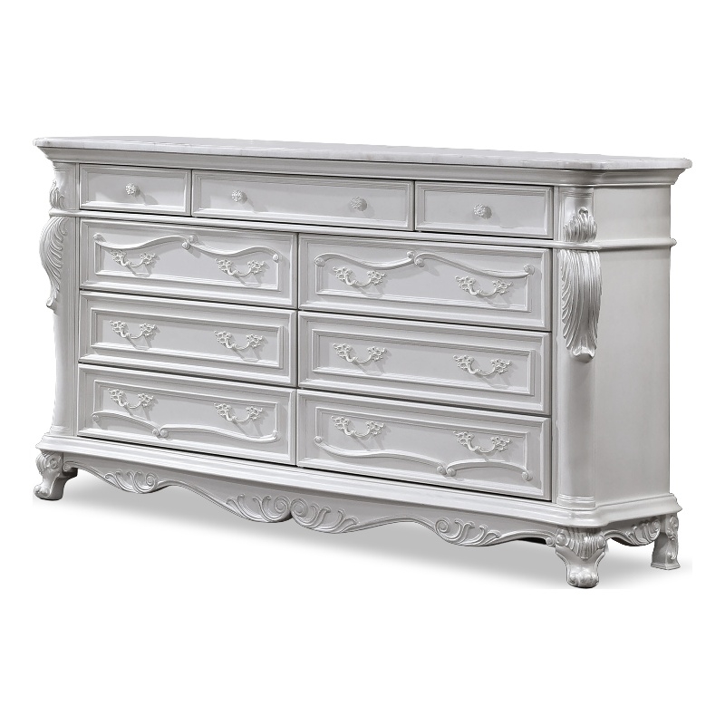 Furniture of America Elloise 9-Drawer Solid Wood Dresser in White