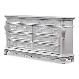 furniture of america elloise 9-drawer solid wood dresser in white