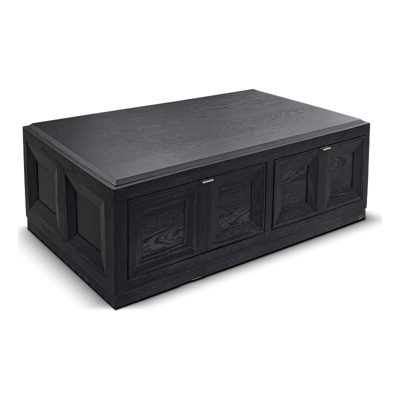 Furniture of America Ulan Wood Coffee Table with Casters in Weathered Black