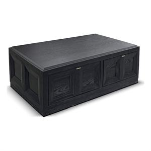 Furniture of America Ulan Wood Coffee Table with Casters in Weathered Black