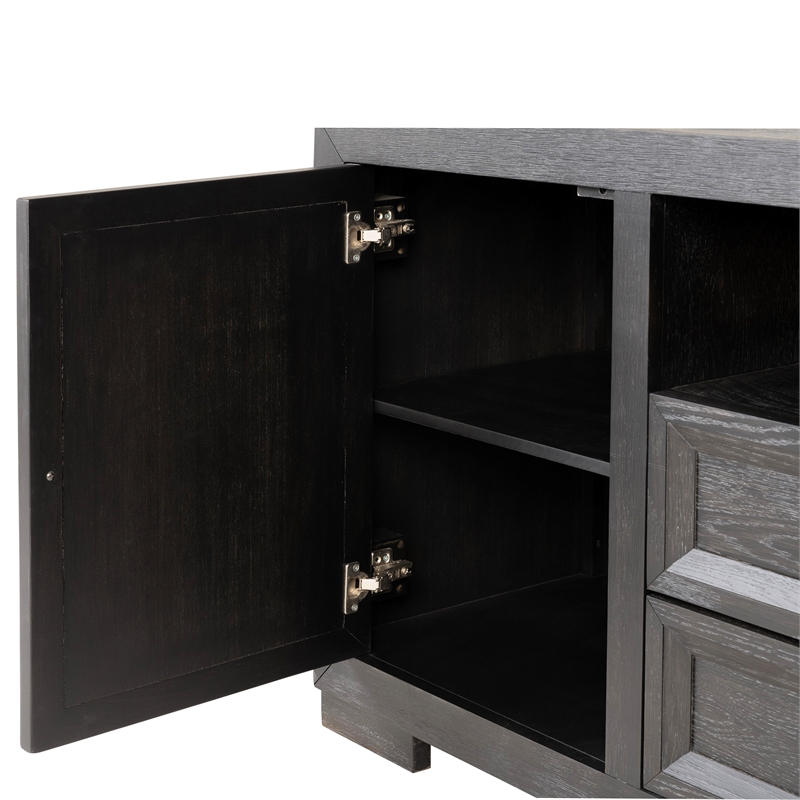 Furniture of America Ulan Wood 2-Drawer TV Stand with Shelves in Weathered Black
