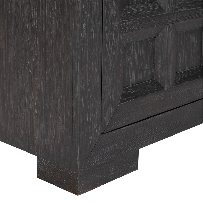 Furniture of America Ulan Wood 2-Drawer TV Stand with Shelves in Weathered Black