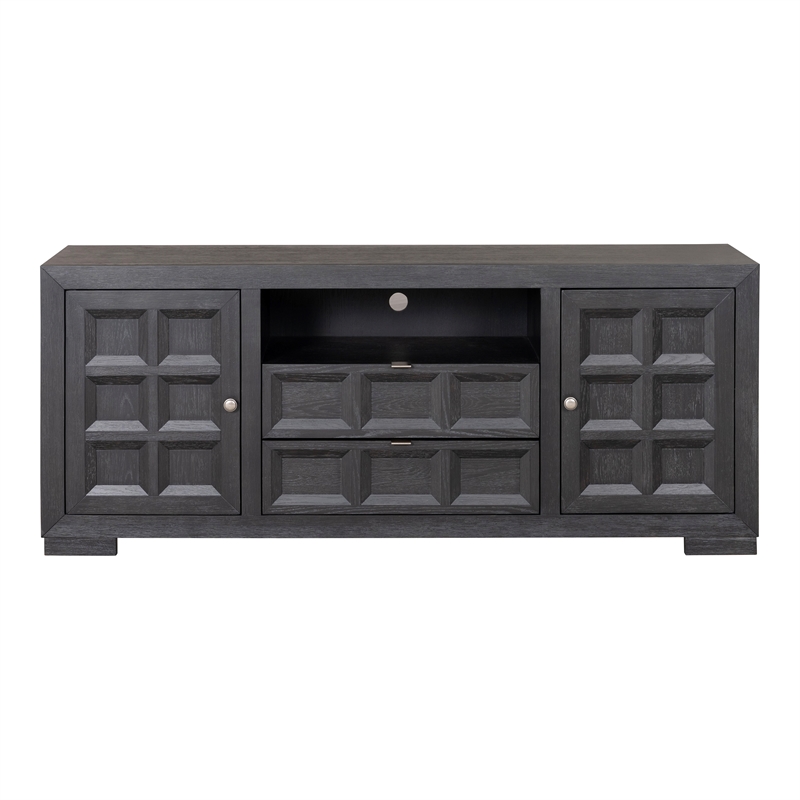 Furniture of America Ulan Wood 2-Drawer TV Stand with Shelves in Weathered Black