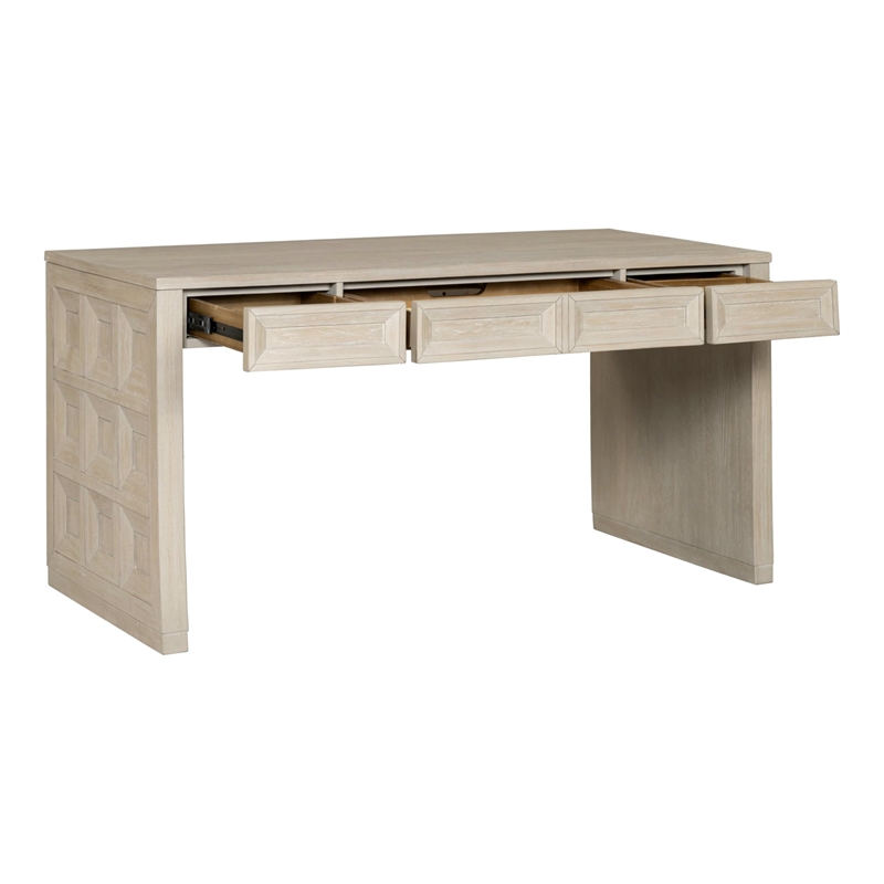 Furniture of America Ulan Wood Writing Desk with Drawers in Tawny Brown
