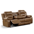 Furniture of America Ranshell 2-Piece Faux Leather Sofa Set in Brown