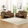 Furniture of America Ranshell 2-Piece Faux Leather Sofa Set in Brown