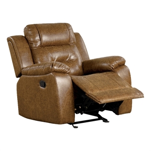 furniture of america ranshell faux leather recliner in brown