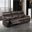 Furniture of America Jenn Leather Upholstered Reclining Sofa in Brown
