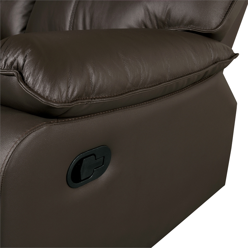Furniture of America Jenn Leather Upholstered Reclining Sofa in Brown