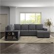 Furniture of America Plemith Fabric Storage Sectional with USBs in Dark Gray