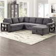 Furniture of America Plemith Fabric Storage Sectional with USBs in Dark Gray