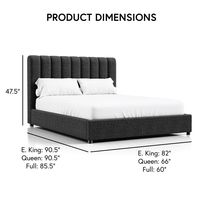 Furniture of America Garret Upholstered Boucle Fabric Queen Bed in Black