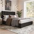 Furniture of America Garret Upholstered Boucle Fabric Queen Bed in Black