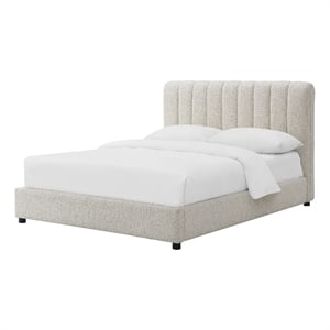 Furniture of America Garret Upholstered Boucle Fabric Eastern King Bed in White