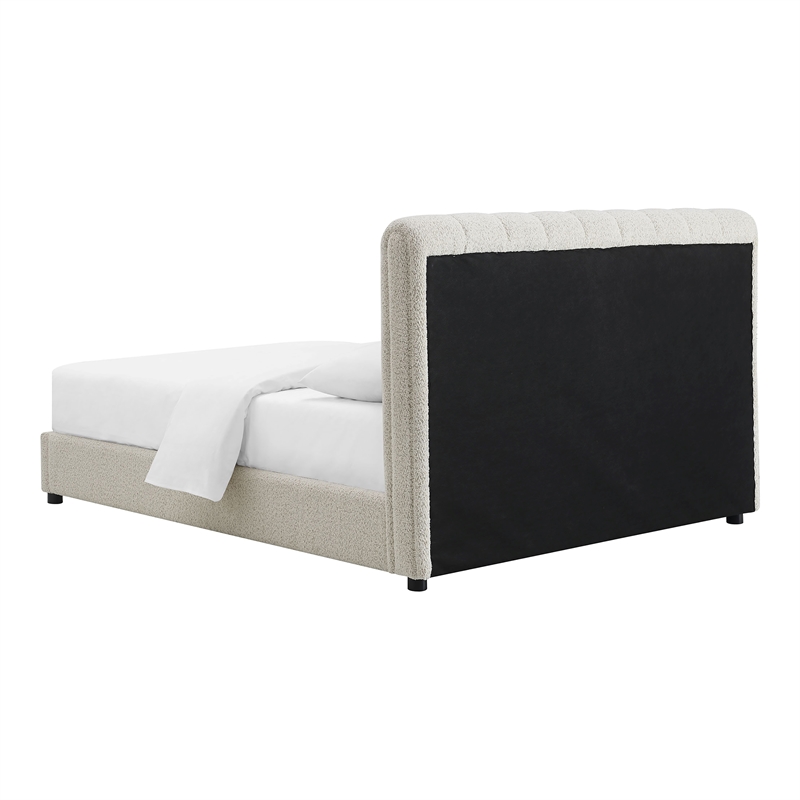 Furniture of America Garret Upholstered Boucle Fabric Full Bed in White