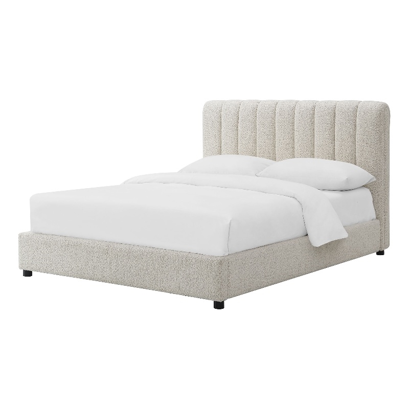 Furniture of America Garret Upholstered Boucle Fabric Full Bed in White