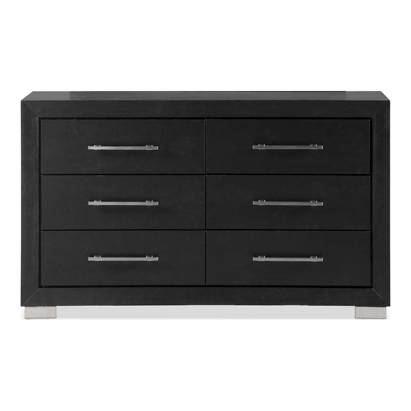 Furniture of America Loomier 6-Drawer Solid Wood Dresser in Black