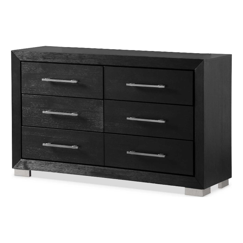 Furniture of America Loomier 6-Drawer Solid Wood Dresser in Black