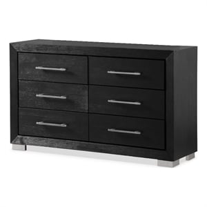 furniture of america loomier 6-drawer solid wood dresser in black