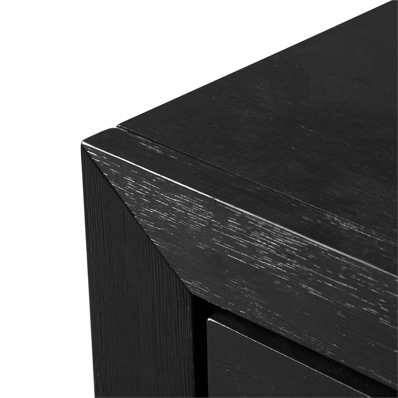 FOA Loomier 2-Piece 6-Drawer Solid Wood Dresser and Mirror Set in Black