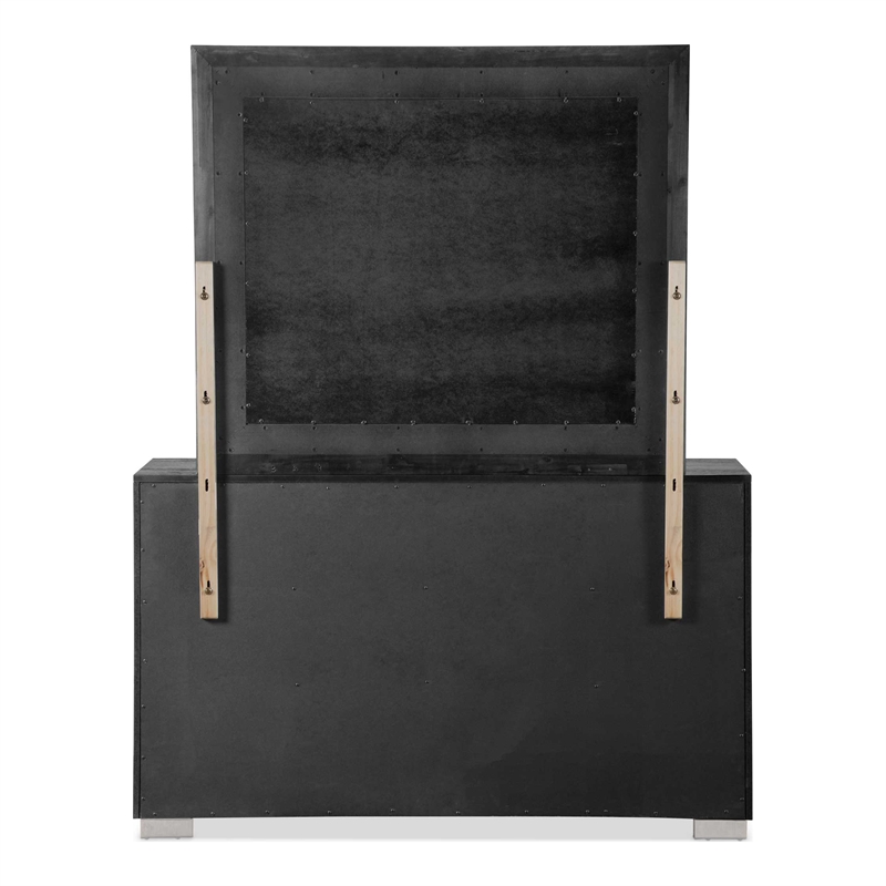 FOA Loomier 2-Piece 6-Drawer Solid Wood Dresser and Mirror Set in Black