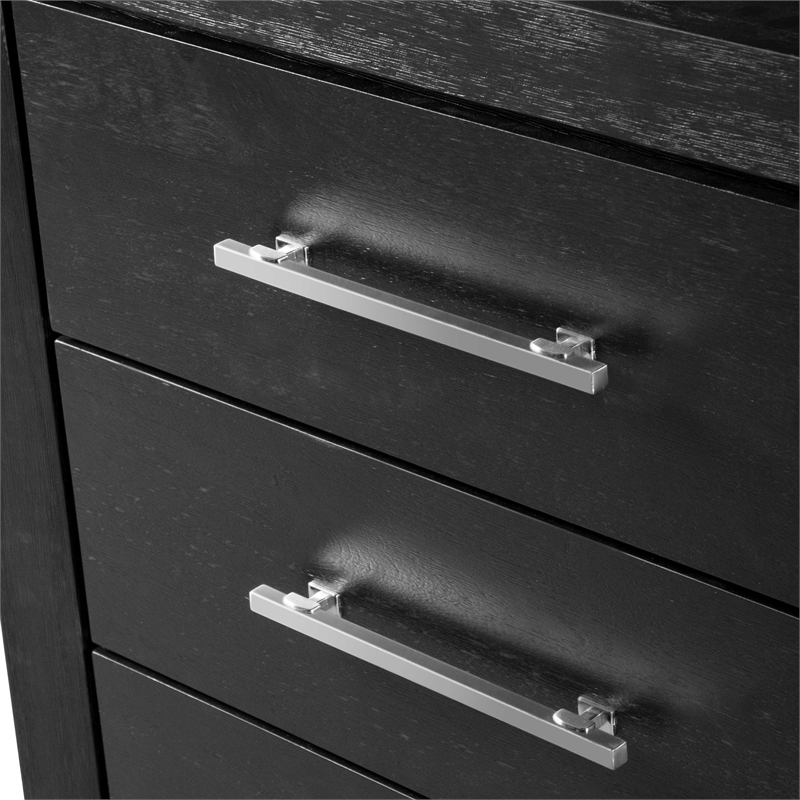 FOA Loomier 2-Piece 6-Drawer Solid Wood Dresser and Mirror Set in Black