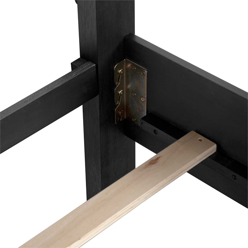 Furniture of America Loomier LED Headboard Solid Wood Eastern King Bed in Black