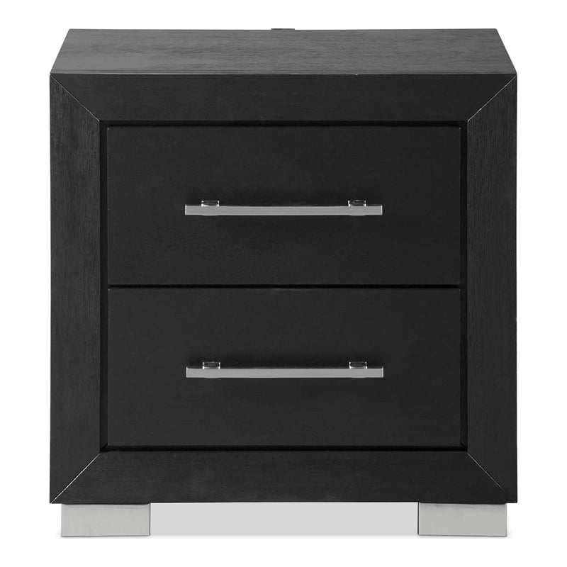 Furniture of America Loomier 2-Drawer Solid Wood Nightstand with USBs in Black