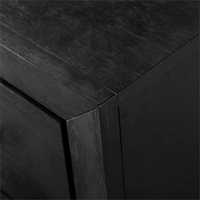 Furniture of America Loomier 2-Drawer Solid Wood Nightstand with USBs in Black