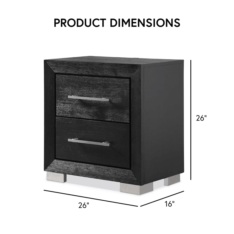 Furniture of America Loomier 2-Drawer Solid Wood Nightstand with USBs in Black