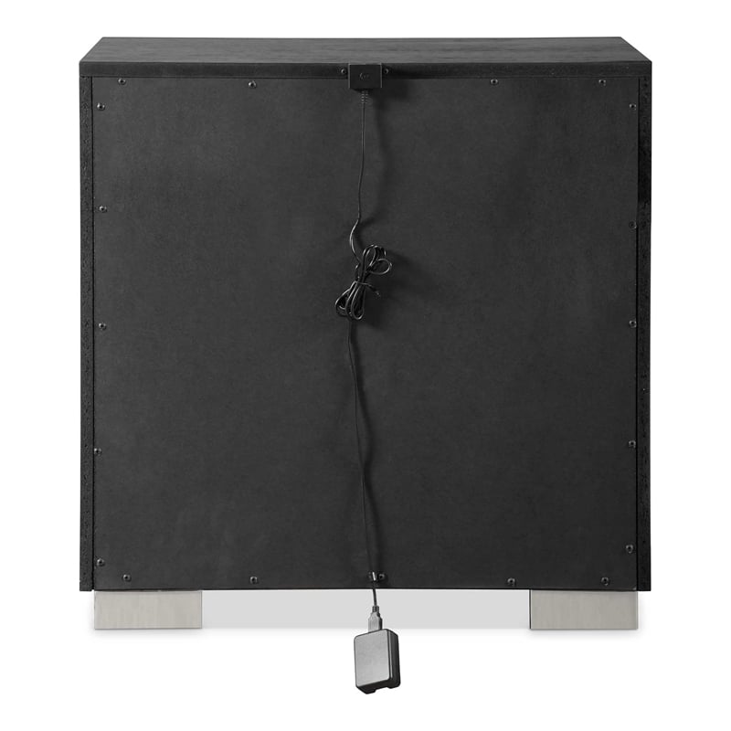 Furniture of America Loomier 2-Drawer Solid Wood Nightstand with USBs in Black