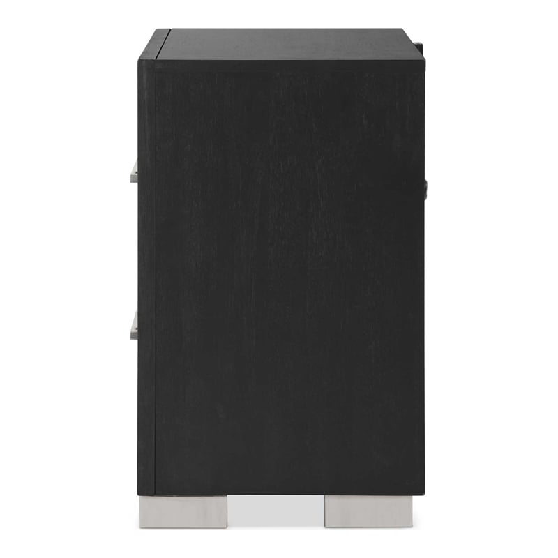 Furniture of America Loomier 2-Drawer Solid Wood Nightstand with USBs in Black
