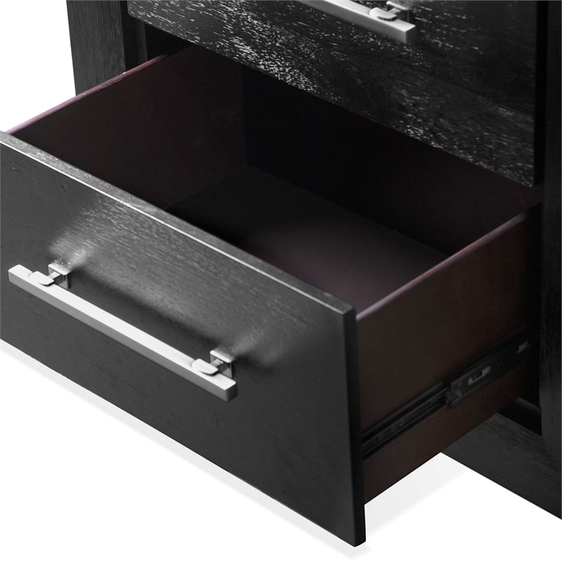 Furniture of America Loomier 2-Drawer Solid Wood Nightstand with USBs in Black