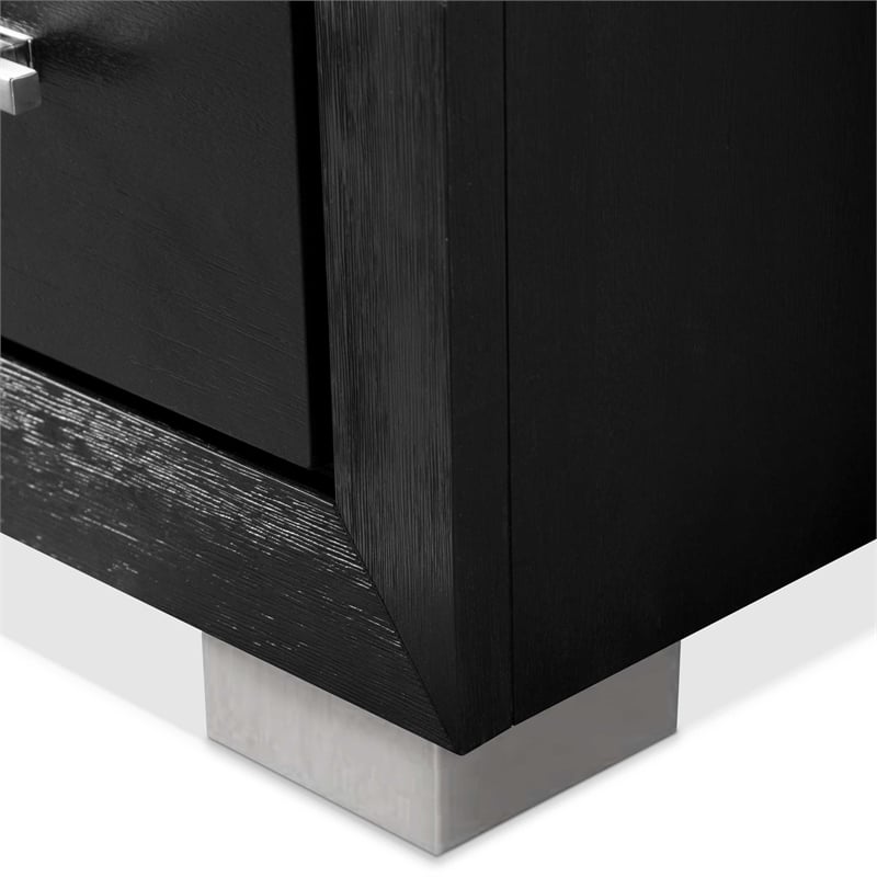 Furniture of America Loomier 2-Drawer Solid Wood Nightstand with USBs in Black