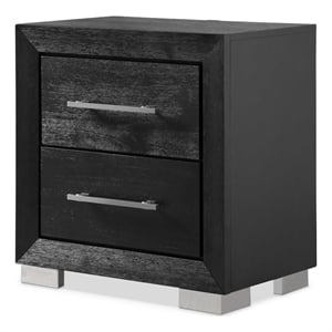 Furniture of America Loomier 2-Drawer Solid Wood Nightstand with USBs in Black