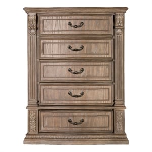 Furniture of America Ashlen 5-Drawer Wood Chest in Weathered Oak