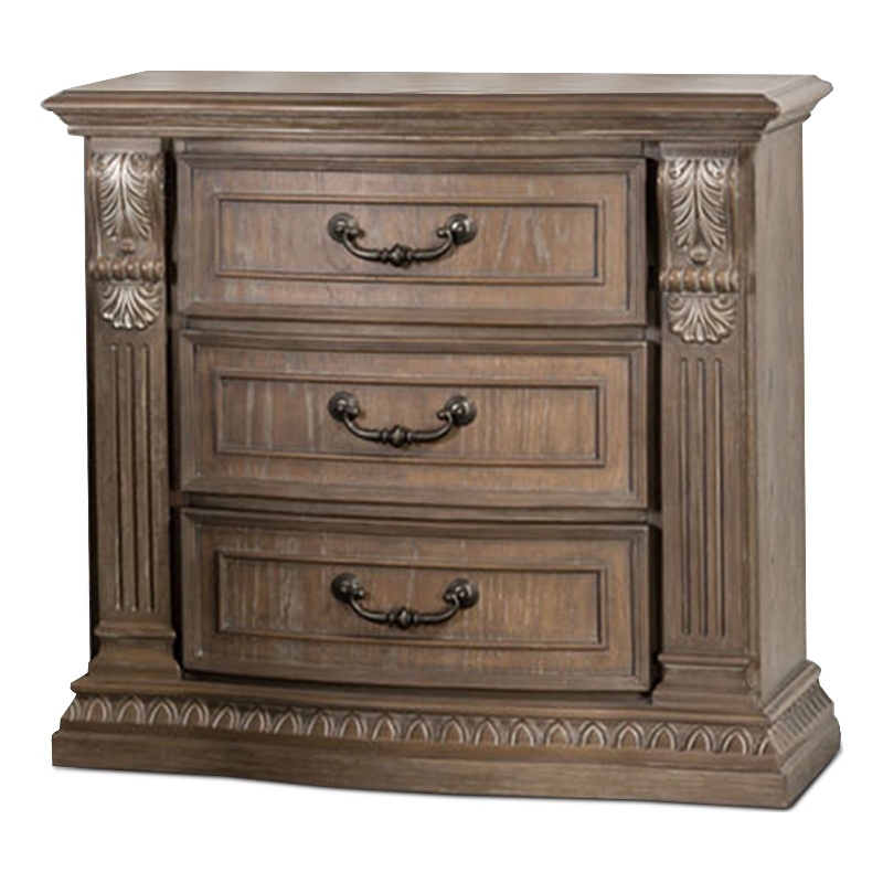 Furniture of America Ashlen 3-Drawer Wood Nightstand in Weathered Oak