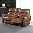 Furniture of America Dansworth Leather Storage Power Loveseat in Caramel Brown