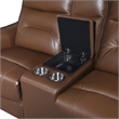 Furniture of America Dansworth Leather Storage Power Loveseat in Caramel Brown