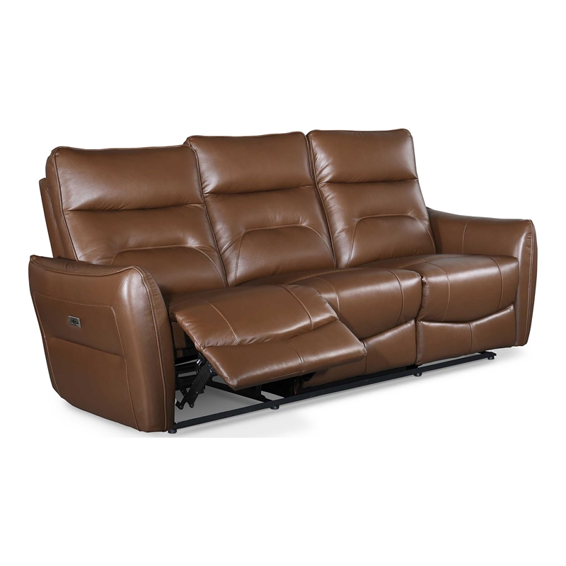 Furniture of America Dansworth 2-Piece Leather Power Sofa Set in Caramel Brown