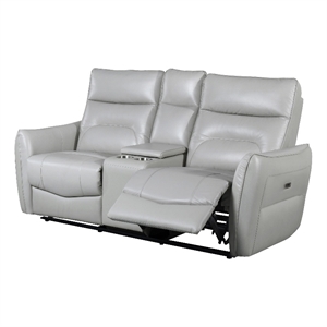 Furniture of America Dansworth Leather Storage Power Loveseat in Taupe