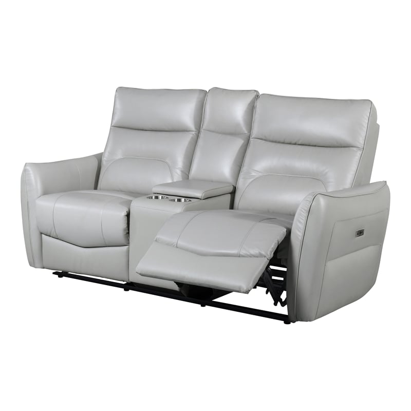 Furniture of America Dansworth 2-Piece Leather Power Sofa Set in Taupe