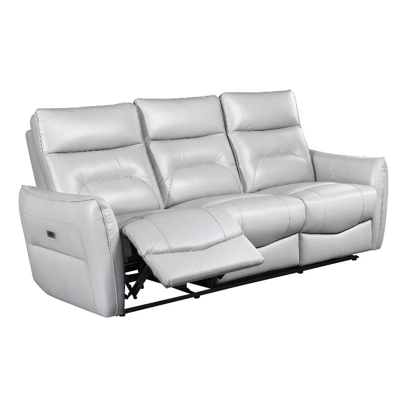 Furniture of America Dansworth Leather Power Sofa in Taupe