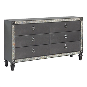 furniture of america galantt 6-drawer solid wood dresser in gray
