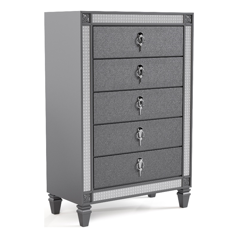 Furniture of America Galantt 5-Drawer Solid Wood Chest in Gray