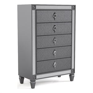 Furniture of America Galantt 5-Drawer Solid Wood Chest in Gray